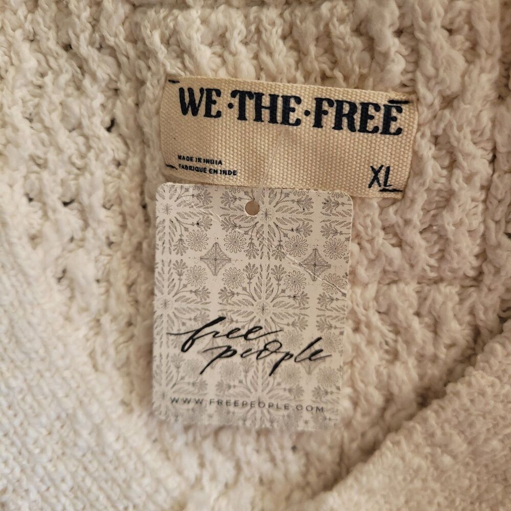Free People Ava Vest In Sugar Straw Cream Size XL NWT Free People Sweater Vest - Picture 14 of 15